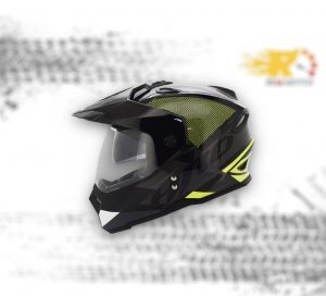 Casco moto hro mx330 multipropósito amarillo con sun visor