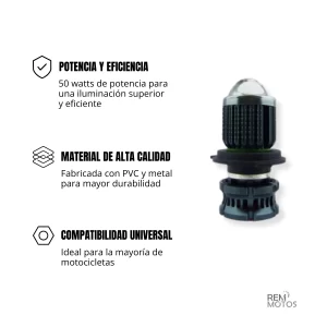 Ampolleta Para Moto H-4 Duo Color 50W Modelo Lupa - Imagen 2