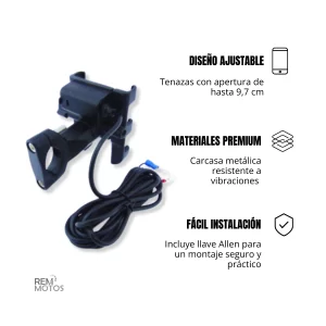Porta Smartphone para Moto con USB de Carga - Imagen 2